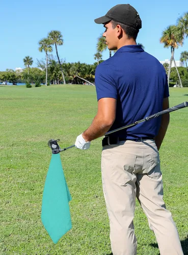 Miniatura 7 de Toallas de golf magnéticas para bolsas de golf con clip y imán ultra fuerte - Toalla de microfibra con tejido de gofre para sujeción segura