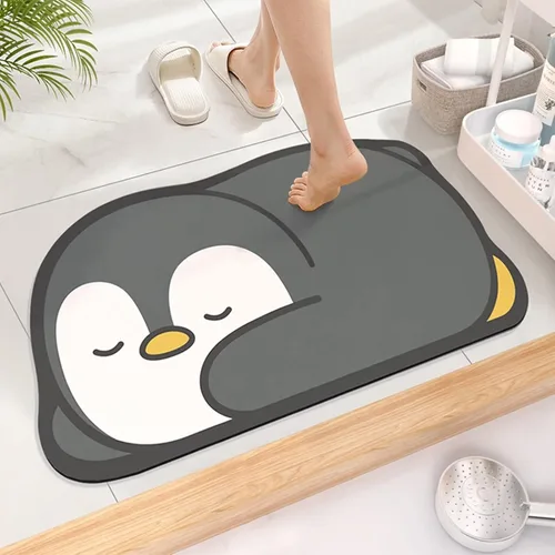 Miniatura 12 de Tapete de baño súper absorbente, tapete de entrada antideslizante con dibujos animados, cojín de secado rápido para suelo de baño y ducha