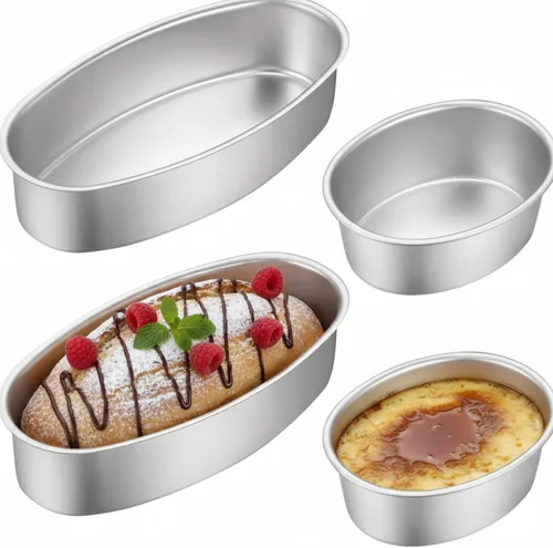 Patelai 4 paquetes de moldes ovalados para tartas de queso de 4 pulgadas y 8 pulgadas, moldeador de flan de Leche, moldes antiadherentes para tartas