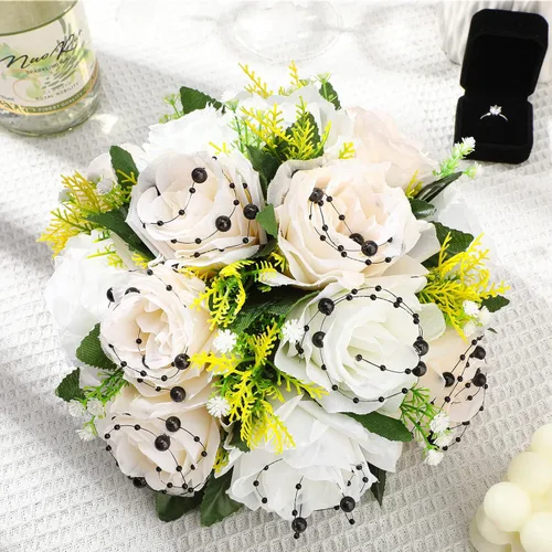 Miniatura 6 de Hicarer Cadena de perlas de 157 pies con 24 cuerdas para velas flotantes, perlas de imitación como relleno de jarrón, ideal para bodas, fiestas
