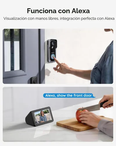 Miniatura 9 de BOIFUN Cámara inalámbrica de timbre de video de 5 MP, más nítida que 2K, sin suscripción, visión amplia de 166°, visión nocturna HDR, detección