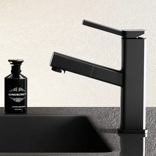 Miniatura 2 de KAIYING Grifo de lavabo de baño con rociador extraíble, grifo mezclador de lavabo de una sola manija para agua fría y caliente, grifo de fregadero