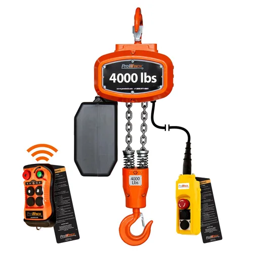 Prowinch - Polipasto Eléctrico Portátil 4000 lbs 1,8 Toneladas, Polipasto de Cadena Eléctrico con Control Remoto Inalámbrico, Altura de Elevación de