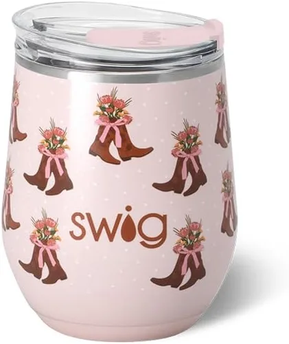 Miniatura 35 de Swig Life Vaso de vino de 12 onzas con tapa, acero inoxidable, apto para lavavajillas, portátil, triple aislamiento (todos los americanos)