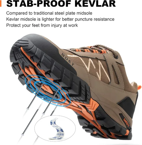 Miniatura 3 de BDETIBAYE Steel Toe Sneakers Comfortable Safety Shoes for Men Steel Toe Shoes for Women Slip On Construction Work Shoes