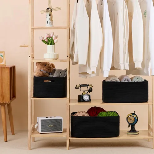 Miniatura 3 de MiniArk Cestas grandes de almacenamiento para estantes, organizadores de armario, para ropa, manta, toallas, guardería, caja de juguetes, cestas