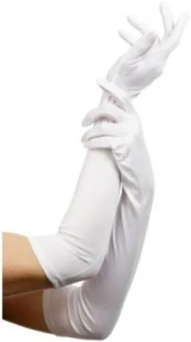Miniatura 15 de DreamHigh Manoplas de dedo para mujer de 22 pulgadas sobre el codo, guantes largos de noche negro/blanco