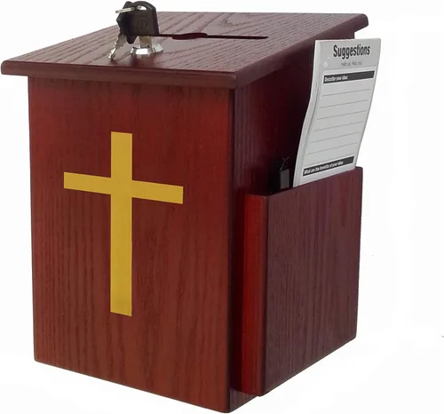 Caja de recaudación de fondos para donación de iglesia de madera, pegatina de cruz de oro, aplicación flexible, diezmos de iglesia cristiana y