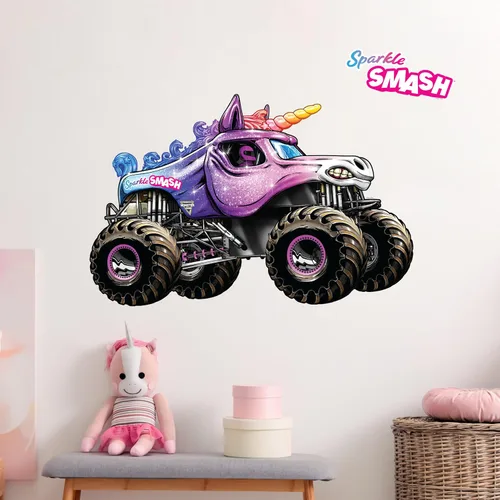 Miniatura 14 de Paquete de calcomanías de pared de Monster Jam Trucks - Grave Digger Son-Uva Digger El Toro Loco Megalodon Zombie ThunderROARus Sparkle Smash