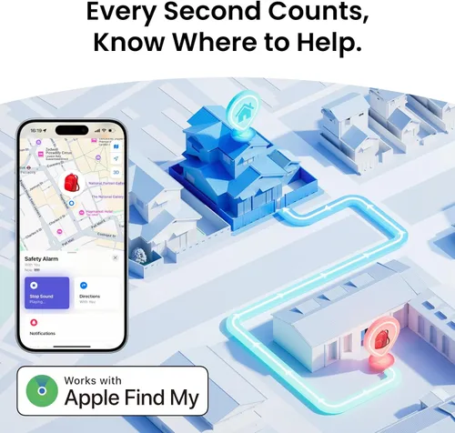 Miniatura 3 de Alarma de seguridad personal de 130 dB para mujeres con aplicación Apple Find My, sirena extra fuerte y luz estroboscópica, llavero de autodefensa