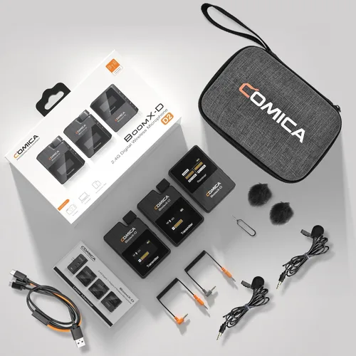 Miniatura 8 de Comica BoomX-D2 - Sistema de micrófono inalámbrico para cámaras, videocámaras, teléfonos inteligentes, portátiles, micrófono de solapa inalámbrico