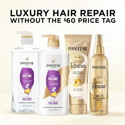 Miniatura 7 de Pantene Champú, volumen transparente, nutrición ligera para cabello fino y teñido con color, plenitud y cuerpo de 72 horas, 27.7 onzas cada uno