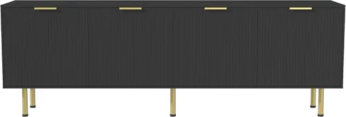 Miniatura 8 de Soporte de TV negro para televisores de hasta 80 pulgadas, consola de TV moderna de mediados de siglo, soportes de TV para sala de estar
