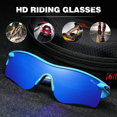 Miniatura 5 de Bevi Lentes de sol deportivos polarizados TR90, marco duradero y ultraligero para hombres y mujeres, béisbol, correr, ciclismo, golf
