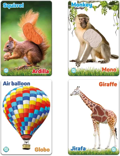 Miniatura 5 de My Touch and Feel - Tarjetas didácticas de doble cara con imagen bilingüe en inglés y español para bebés, niños pequeños, niños, aprender animales