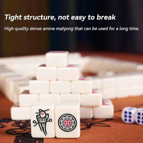 Miniatura 7 de drizzle Juego de viaje Mahjong de 0.945 in Mini Panda – 0.9 pulgadas portátil 144 azulejos – 4 bastidores de material de melamina Mah-Jong Tiempo