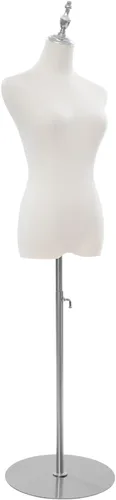 Miniatura 23 de Vestido de maniquí femenino con forma de torso, 59 a 79 pulgadas de altura ajustable, cuerpo de maniquí con soporte de metal y base rectangular