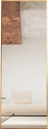 Miniatura 8 de Beauty4U Espejo de longitud completa de 65" x 24" con soporte, espejo de cuerpo completo para montaje en pared dorado, espejo de metal templado