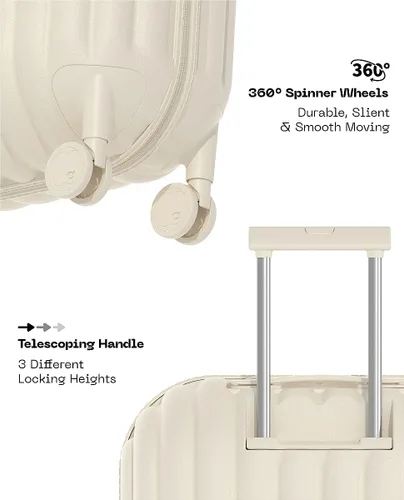 Miniatura 5 de artrips Maleta ligera Hardside con ruedas giratorias y juego de equipaje con bloqueo TSA, Blanco, Diseño de pan
