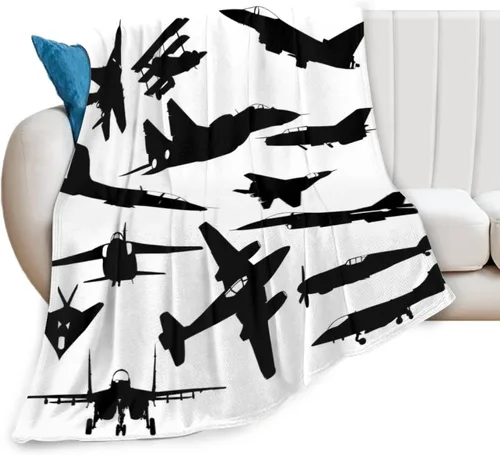 Jet Fighter - Manta suave de microfelpa para todas las estaciones, manta gruesa y cálida de franela para cama, sofá y sillón, 50 x 40 pulgadas
