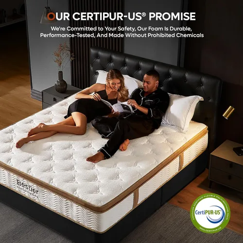 Miniatura 6 de Bestier Colchón híbrido de espuma viscoelástica de gel sin fibra de vidrio de 12 pulgadas en una caja, cama de firmeza media para un sueño