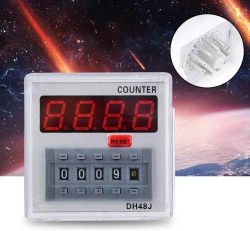 Miniatura 6 de Relé de contador digital DH48J-A Pantalla LED de 11 pines Relé de tiempo Configuración de conteo 1-999900 (24V AC/DC)