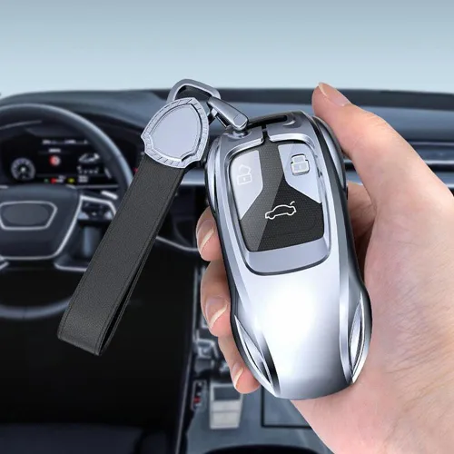 Miniatura 6 de Funda de metal de aleación de zinc para llavero compatible con Audi A6 A7 A8 Q8 SQ8 E-Tron S6 S7 RS6 Q7 Smart Key Fob Cover Cover Shell Shell