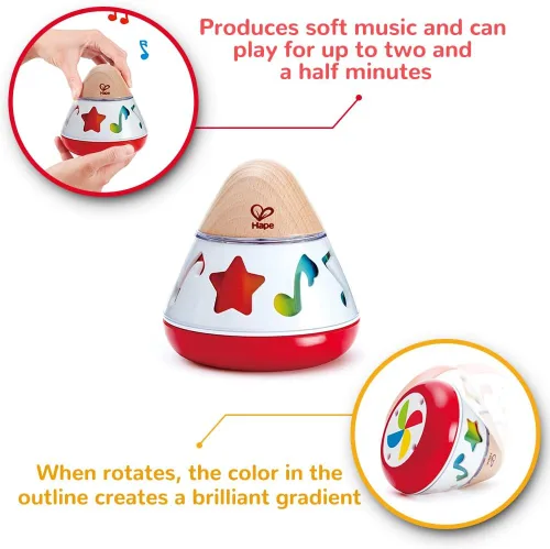 Miniatura 6 de Hape E0332 - Caja de música giratoria para bebé, gira y reproduce la música, no necesita batería, 15.7 x 15.7 in, multicolor