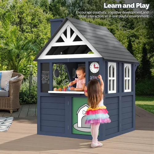 Miniatura 3 de Seizeen Casa de Juegos para Niños al Aire Libre, Casa de Juegos Moderna de Madera de Abeto, Casa de Juegos Tipo Cabaña para Interiores y Exteriores