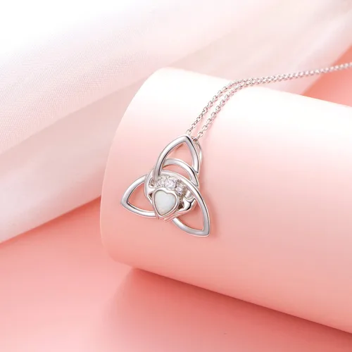 Miniatura 85 de FLYOW Collar con colgante de nudo celta de plata de ley 925 de buena suerte irlandés para mujer, regalo de cumpleaños y graduación