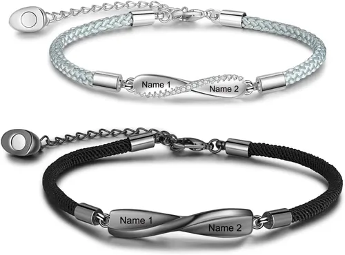 Miniatura 11 de Pulseras de infinito personalizadas para mujeres, hombres y parejas, pulseras a juego con nombre personalizado para parejas, para novio, novia