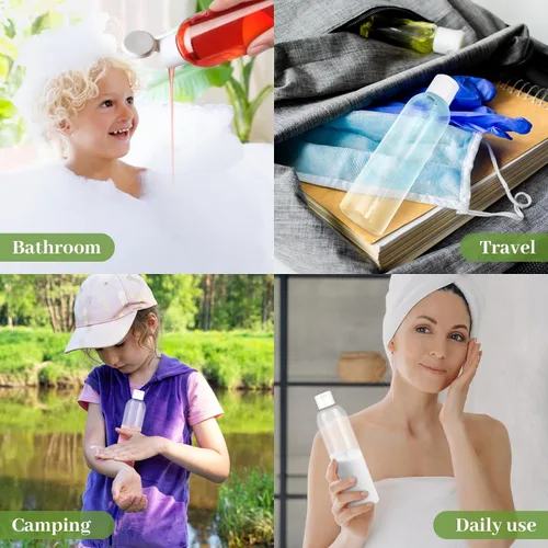 Miniatura 7 de 6 Pack 8 oz Travel Squeeze Bottles with Flip Caps Refillable Empty Plastic Containers for Toiletries Shampoo Lotions Oils