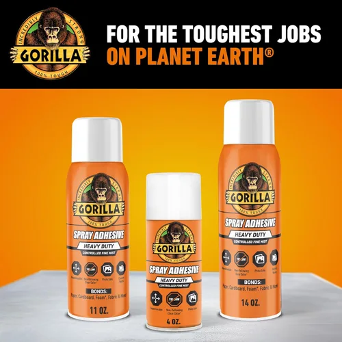 Miniatura 7 de Gorilla Adhesivo en aerosol resistente, pegamento transparente, 14 onzas (paquete de 1), multiusos con boquilla cómoda para interiores o exteriores