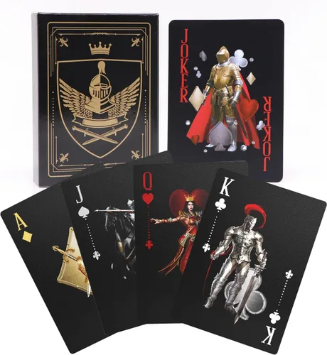 Miniatura 9 de ACELION Cartas de juego impermeables, cartas de plástico, baraja de cartas, tarjetas de póquer de regalo (negro)