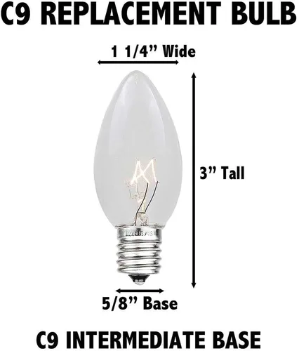 Miniatura 6 de Juego de luces de Navidad transparentes C9, cadena de luz para interior o exterior, para árbol de Navidad, luces colgantes para la línea de techo