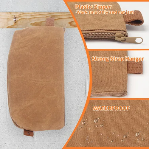 Miniatura 5 de Bolsa de Lona con Cremallera, Paquete de 3 Organizador de Bolsa Pequeña para Herramientas, Bolsa Mini con Cremallera de Lona Encerada Resistente