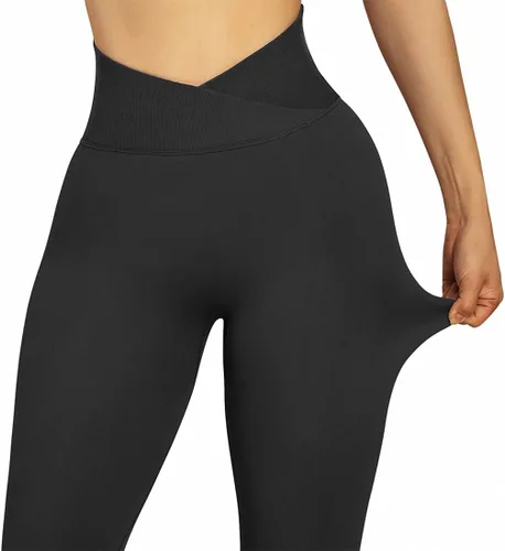 Miniatura 4 de Suuksess - Leggings cruzados sin costuras para mujer con levantamiento de glúteos cintura alta pantalones de yoga
