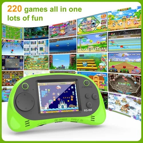 Miniatura 4 de Juegos de mano para niños, videojuego retro de 16 bits con 220 juegos electrónicos HD, juego de viaje portátil IPS de 2.5 pulgadas, regalos