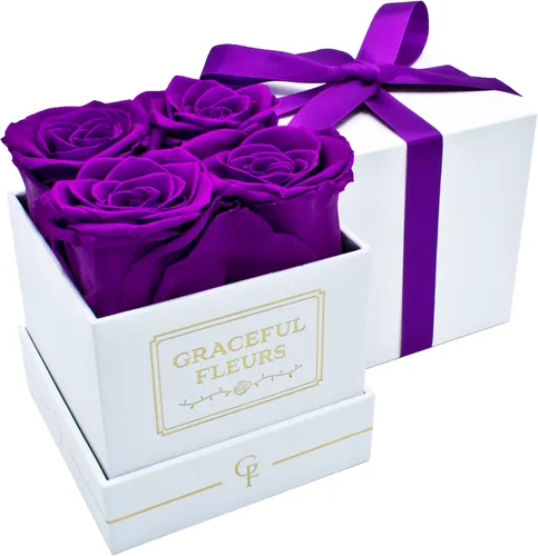 Miniatura 12 de Graceful Fleurs - Rosas reales de larga duración en una caja durante años, flores frescas preservadas para siempre para cumpleaños, Día de la Madre