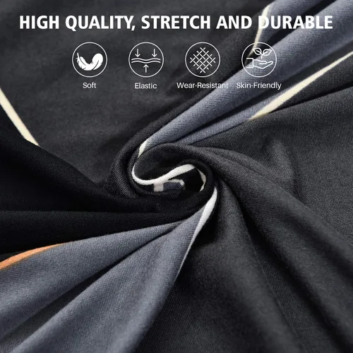Miniatura 6 de MIFXIN Funda para sofá seccional, 2 piezas, elásticas de 3 asientos, en forma de L, fundas elásticas impresas para sofá seccional, protector de Negro