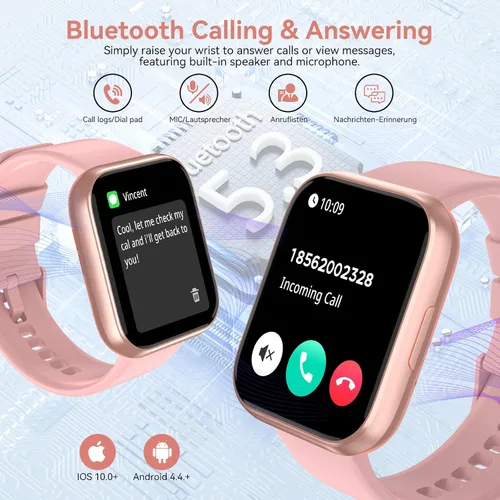 Miniatura 2 de Reloj inteligente para hombres y mujeres, rastreador de fitness HD de 1.85 pulgadas con llamadas Bluetooth, más de 120 modos deportivos, reloj