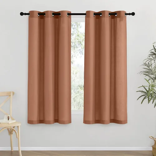 Miniatura 247 de NICETOWN Cortinas de lino natural con textura de lino para dormitorio, mezcla de lino rústica con ojales en la parte superior, semitransparentes
