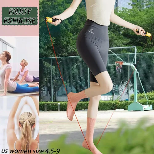 Miniatura 12 de Calcetines de agarre para mujer, calcetines de yoga para pilates, antideslizantes, barre danza, hospital, correr, lindo, de algodón, 3/4 pares