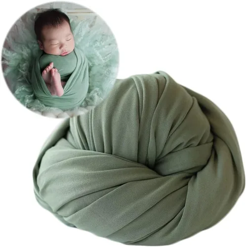 Zeroest Envoltura elástica para fotografía de recién nacidos para niños y niñas, manta de apoyo para fotos (verde)