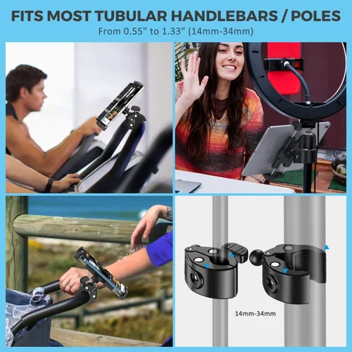 Miniatura 7 de KDD Soporte de Montaje para Tableta de Bicicleta de Spinning, Soporte para Teléfono iPad, Montaje de Manillar de Bicicleta de Ejercicio