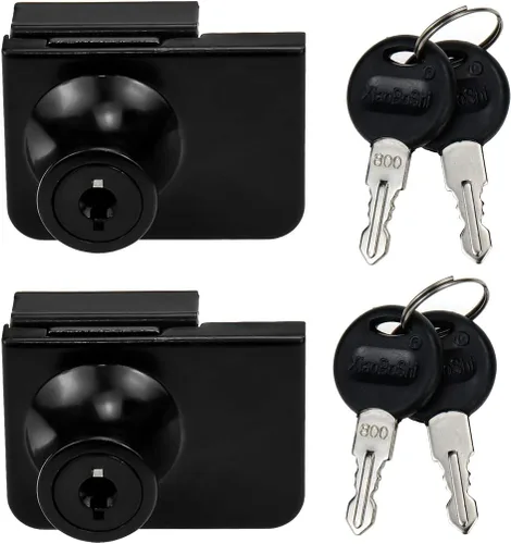 Miniatura 7 de Cerradura de vitrina sin taladro para vidrio de 0.2 a 0.3 pulgadas, llave igual, montaje puerta a puerta, 2 juegos ovalados cromados de 3.35 x 1.49