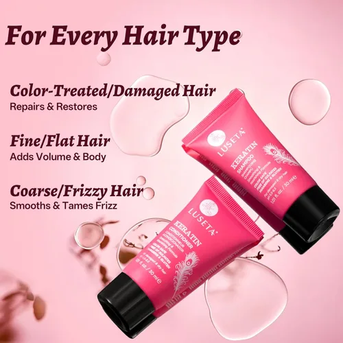 Miniatura 3 de Luseta - Juego de champú y acondicionador de viaje de queratina para cabello seco, dañado o tratado con color, suavizar e hidratar, mini kit