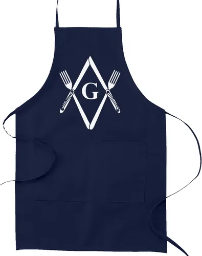 Miniatura 4 de Cuchillos y tenedores Square & Compass Masonic Cooking Kitchen Delantal - [Negro]