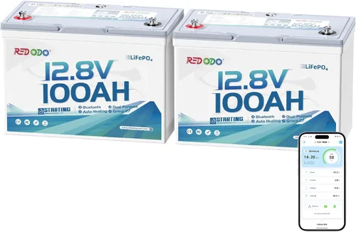 Miniatura 27 de Redodo Paquete de 3 baterías de litio de 12 V 100 Ah Grupo 24, ciclo profundo de 1280 Wh con BMS de 100 A, batería recargable de litio de más