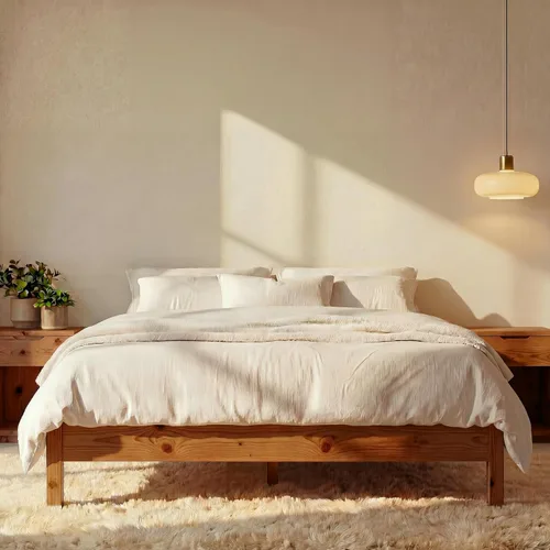 Miniatura 25 de LIFEMENT Marco de Cama de Plataforma Queen Signature de Madera Natural, Sin Ruido, Almacenamiento Debajo de la Cama, No Necesita Somier, Fácil